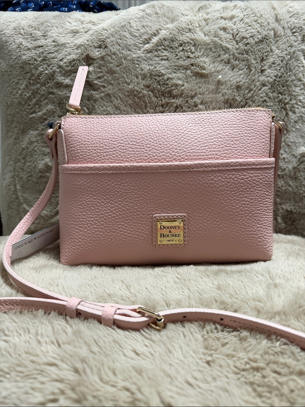Dooney & Bourke Pink Pebble Leather Crossbody with Gold Hardware